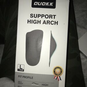 QUOKK Support High Arch Insoles in Black with Light Blue Trim